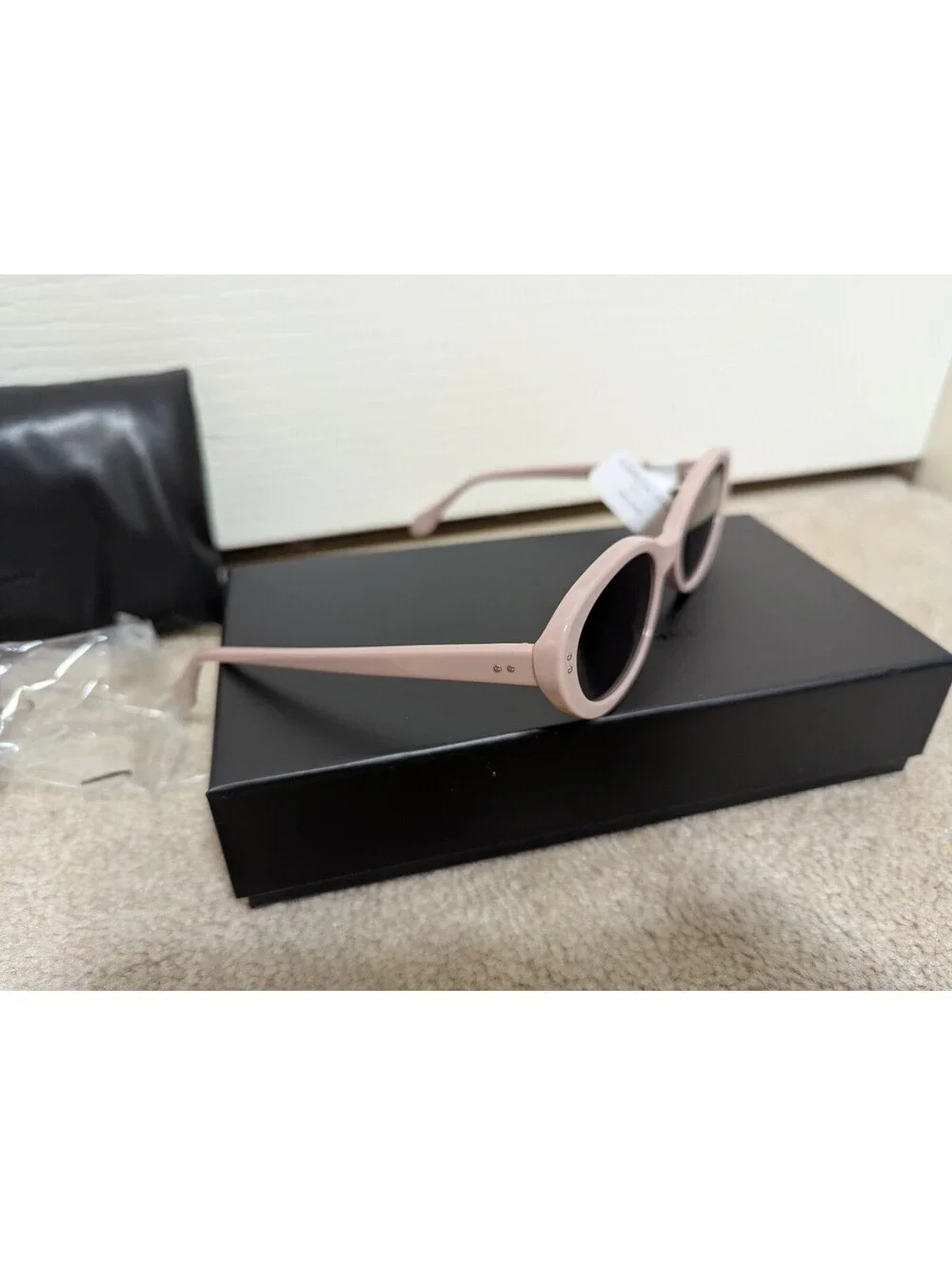 Carolina Lemke Sunglasses Pink W/ Brown Lenses Cat Eye New In Box Carrying Case